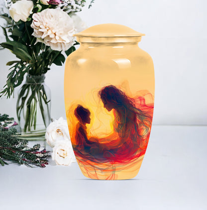 mother urn with a purple meadow 