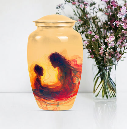 mother urn with a purple meadow 