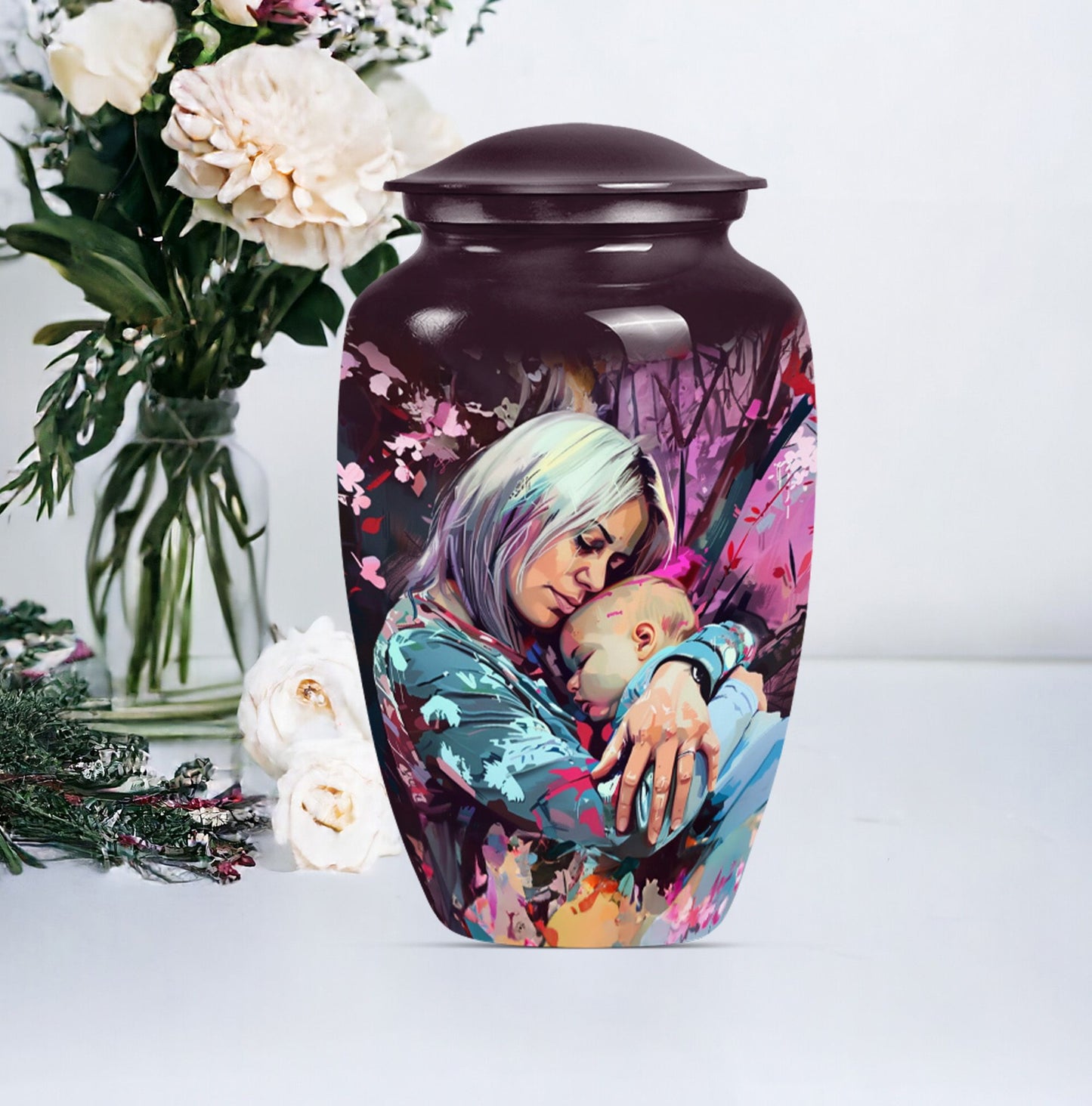 Classic 10-inch memorial large urn for human ashes.