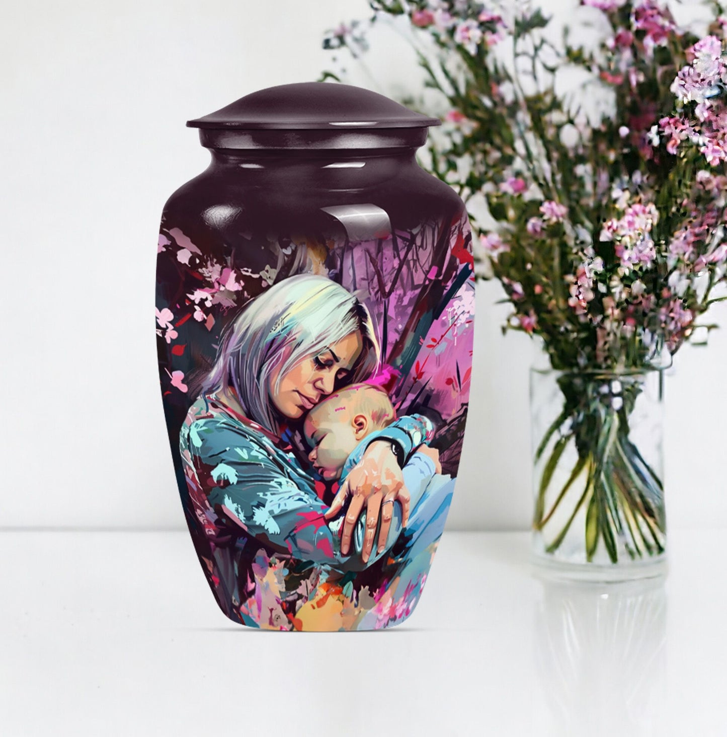 Classic 10-inch memorial large urn for human ashes.