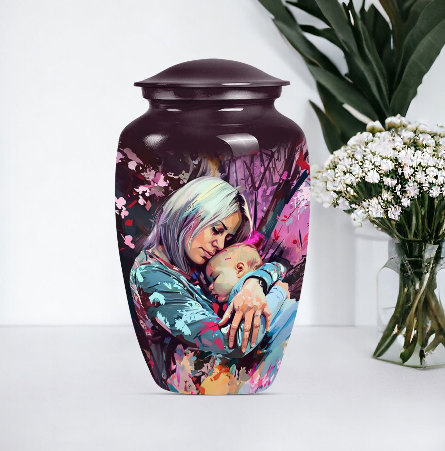 Classic 10-inch memorial large urn for human ashes.