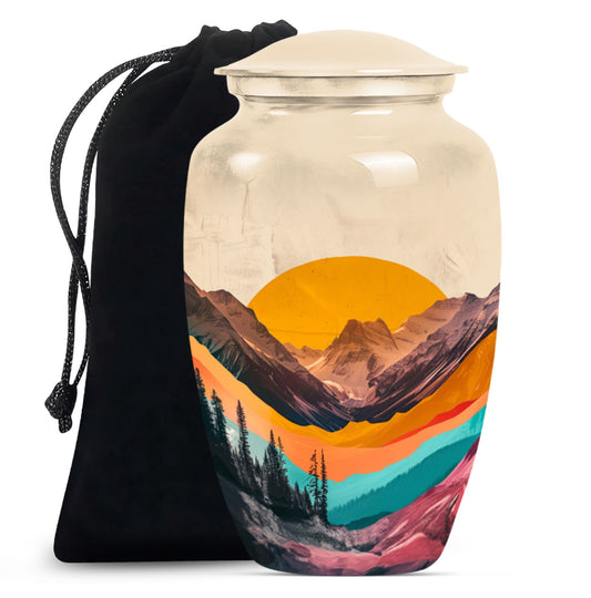 Classic purple meadow-themed MOUNTAINS urn