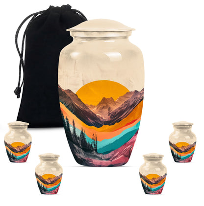 Classic purple meadow-themed MOUNTAINS urn