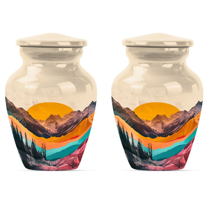 Classic purple meadow-themed MOUNTAINS urn