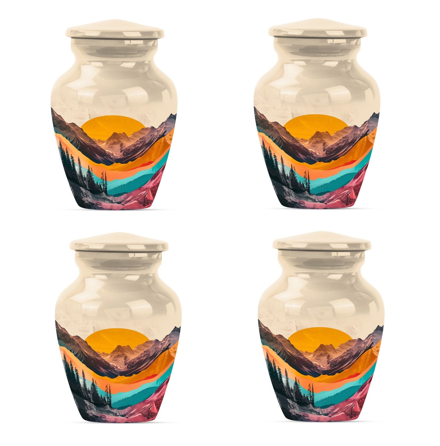 Classic purple meadow-themed MOUNTAINS urn