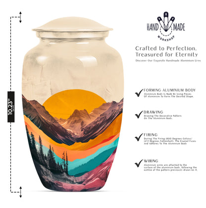 Classic purple meadow-themed MOUNTAINS urn