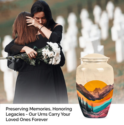 Classic purple meadow-themed MOUNTAINS urn