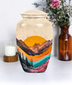 Classic purple meadow-themed MOUNTAINS urn