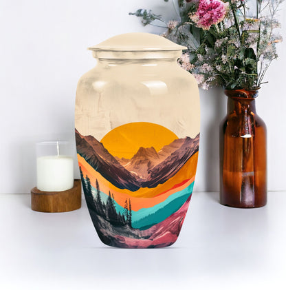 Classic purple meadow-themed MOUNTAINS urn