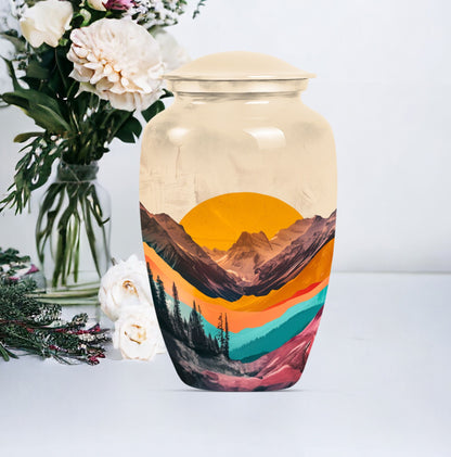 Classic purple meadow-themed MOUNTAINS urn