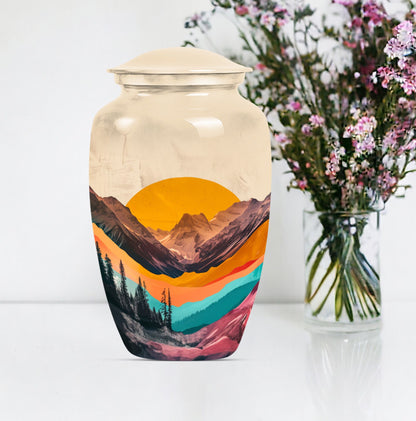 Classic purple meadow-themed MOUNTAINS urn
