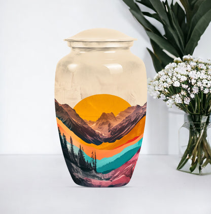 Classic purple meadow-themed MOUNTAINS urn