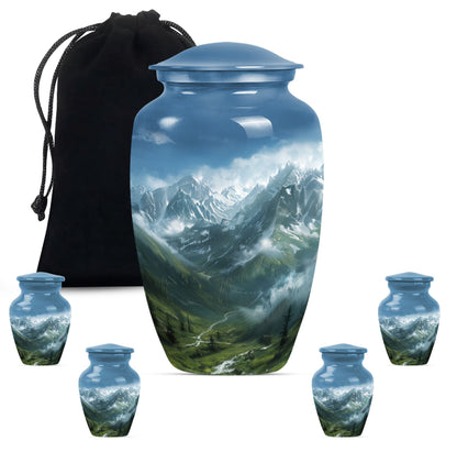 Purple Meadow theme, MOUNTAINS Urn 10 inch.
