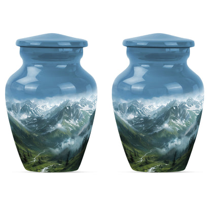 Purple Meadow theme, MOUNTAINS Urn 10 inch.
