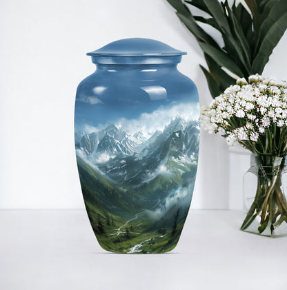 Purple Meadow theme, MOUNTAINS Urn 10 inch.
