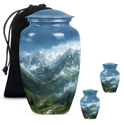 Purple Meadow theme, MOUNTAINS Urn 10 inch.