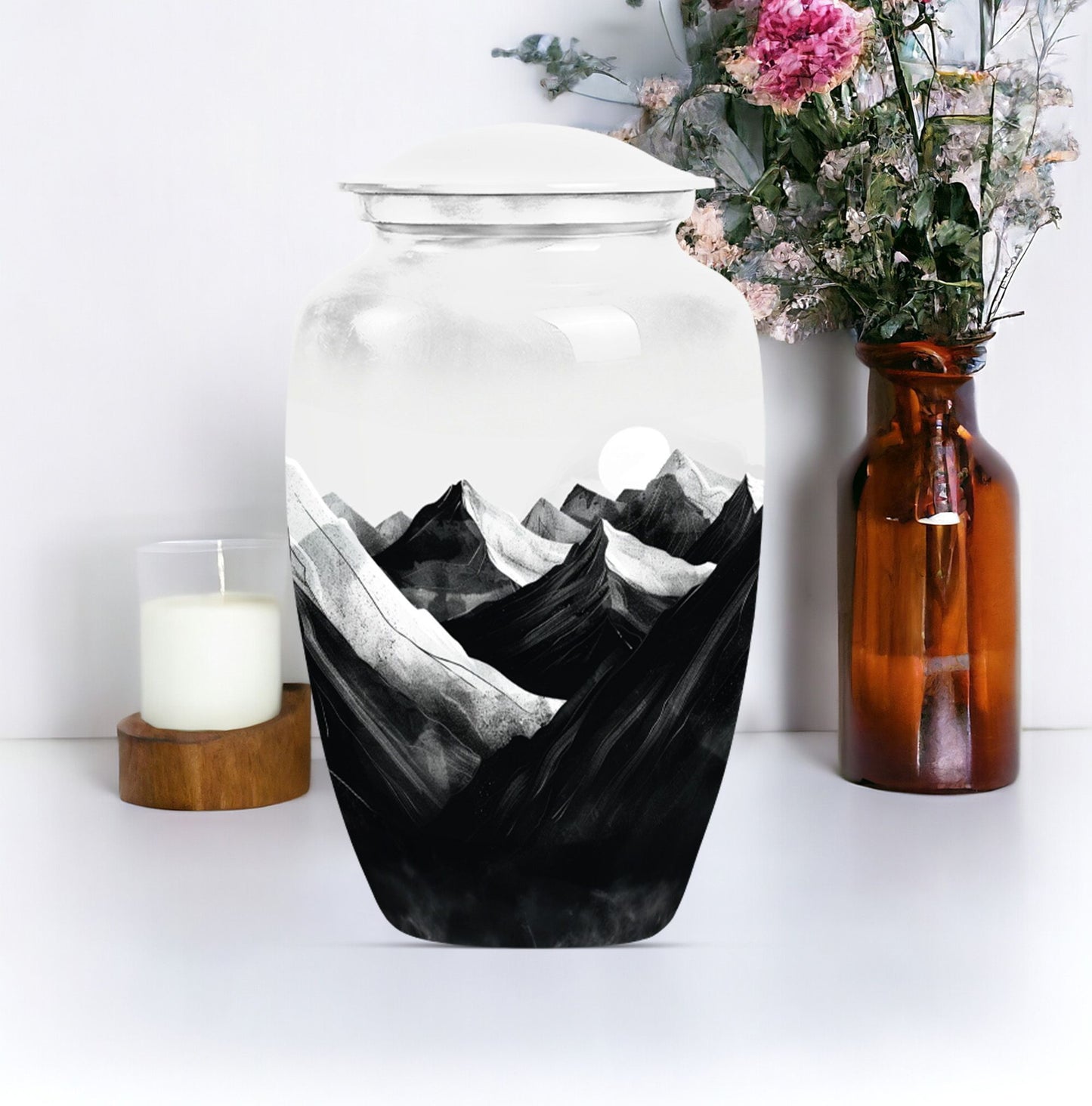 MOUNTAINS Classic Urn in Purple Meadow.