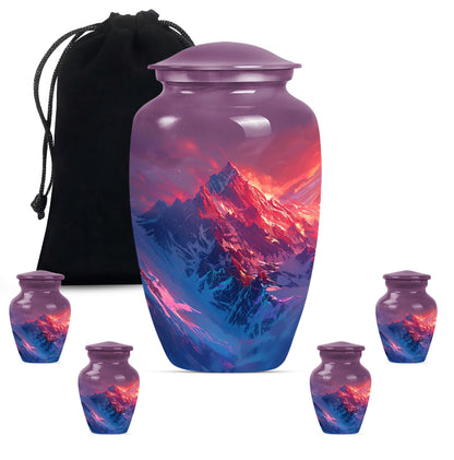 MOUNTAINS Urn in Purple Meadow theme,