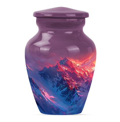 MOUNTAINS Urn in Purple Meadow theme,