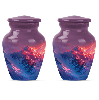 MOUNTAINS Urn in Purple Meadow theme,