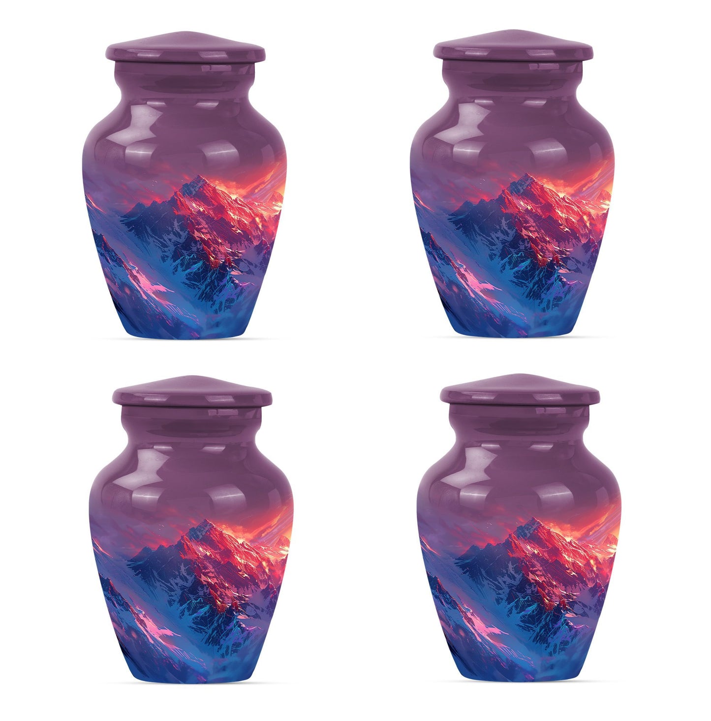 MOUNTAINS Urn in Purple Meadow theme,