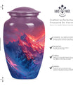 MOUNTAINS Urn in Purple Meadow theme,