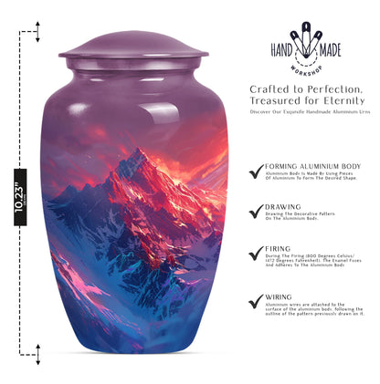 MOUNTAINS Urn in Purple Meadow theme,