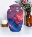 MOUNTAINS Urn in Purple Meadow theme,