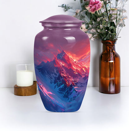 MOUNTAINS Urn in Purple Meadow theme,