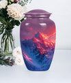 MOUNTAINS Urn in Purple Meadow theme,