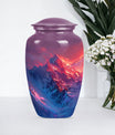 MOUNTAINS Urn in Purple Meadow theme,