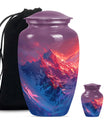 MOUNTAINS Urn in Purple Meadow theme,