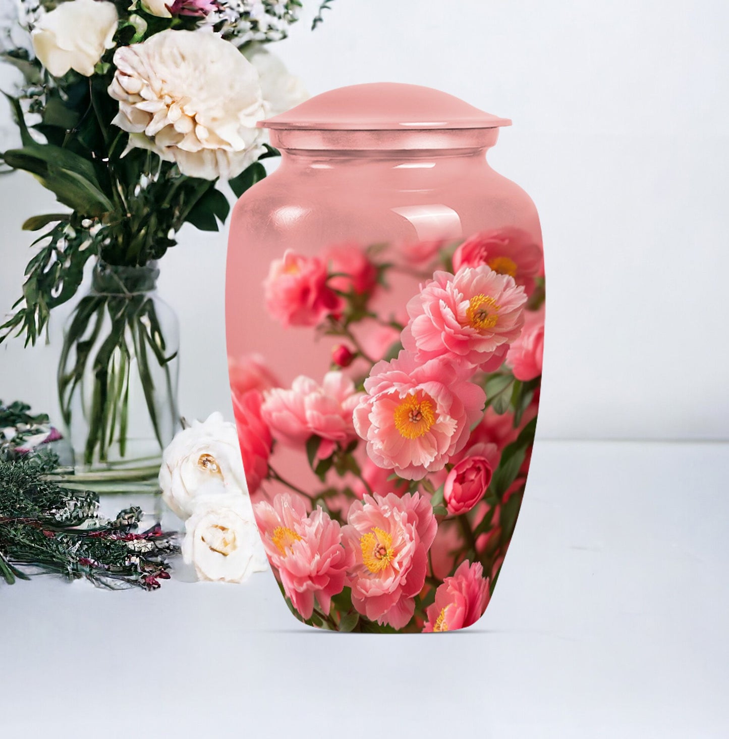 flower urn made from aluminium, classic design.
