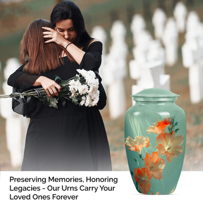 Purple Meadow themed classic Flower Urn.