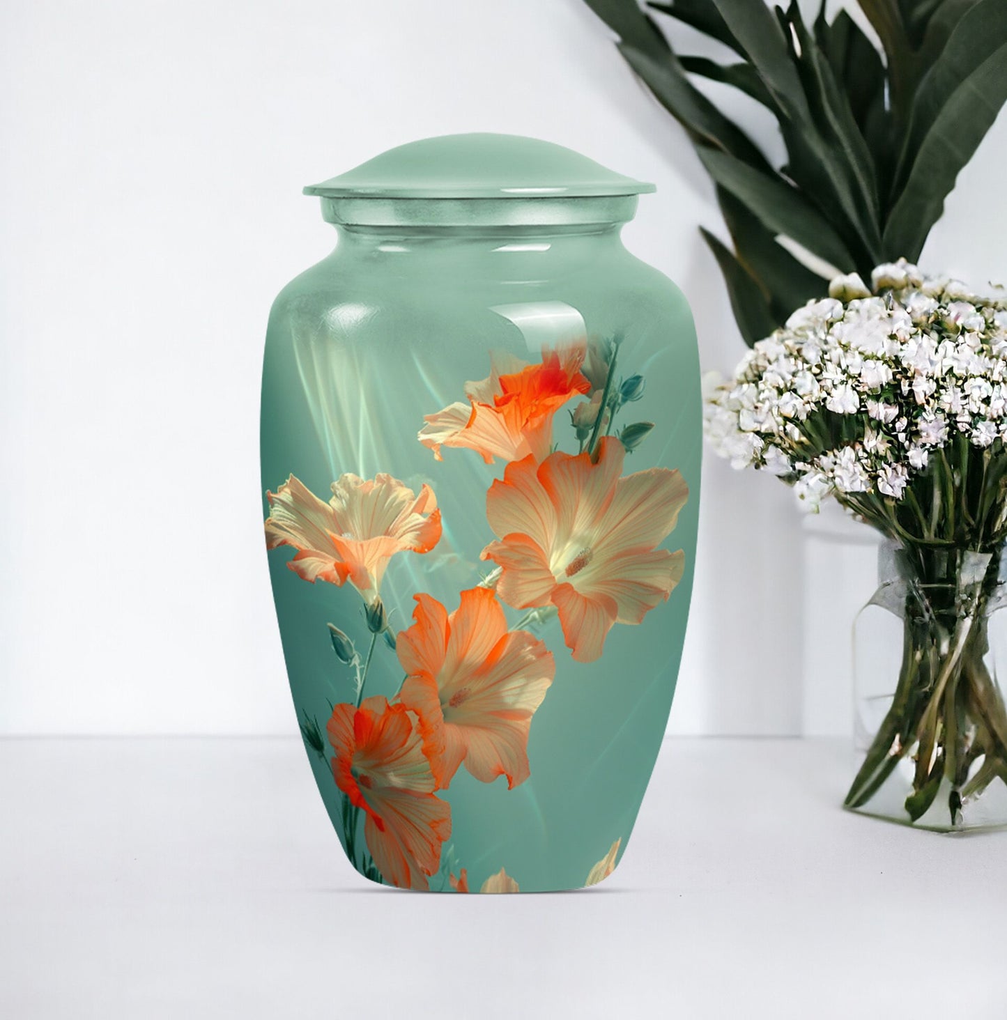 Purple Meadow themed classic Flower Urn.