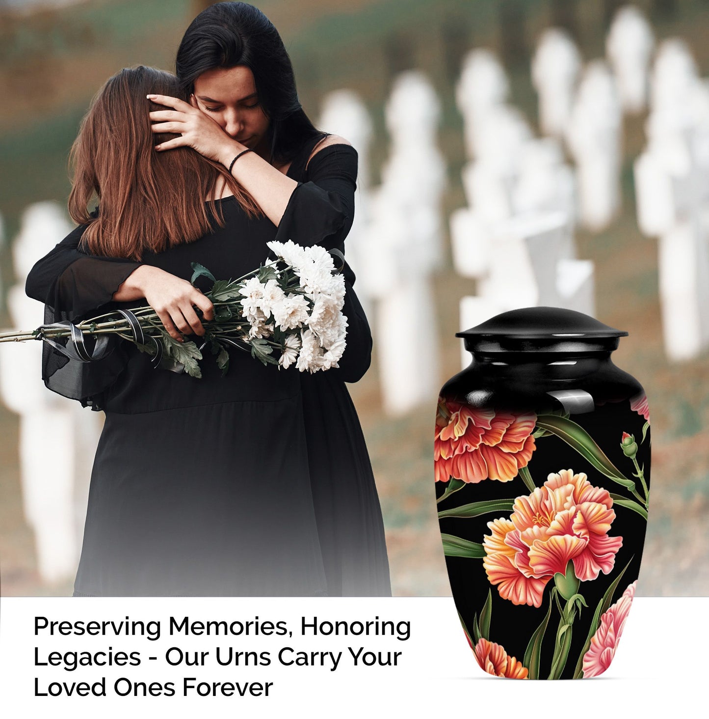 10-inch Classic flower urn in Purple Meadow design,