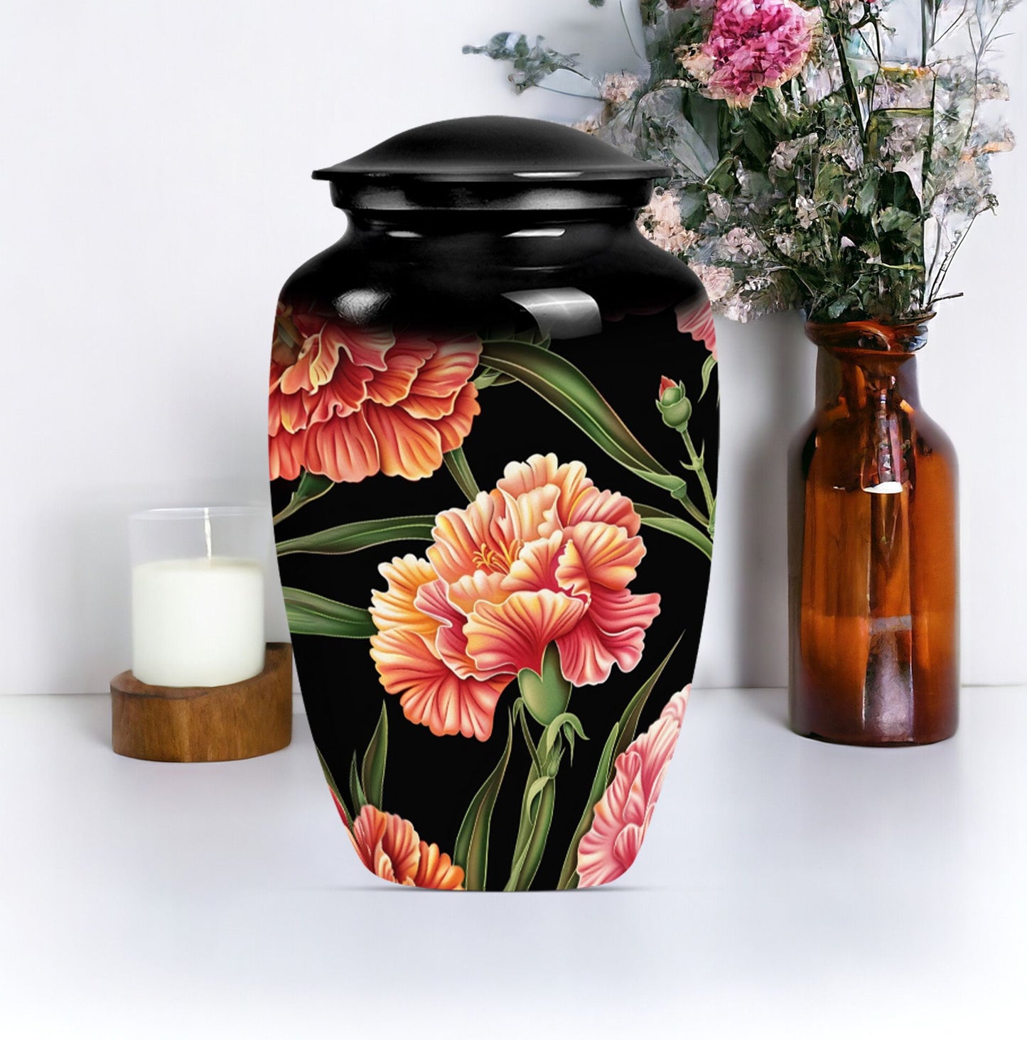 10-inch Classic flower urn in Purple Meadow design,