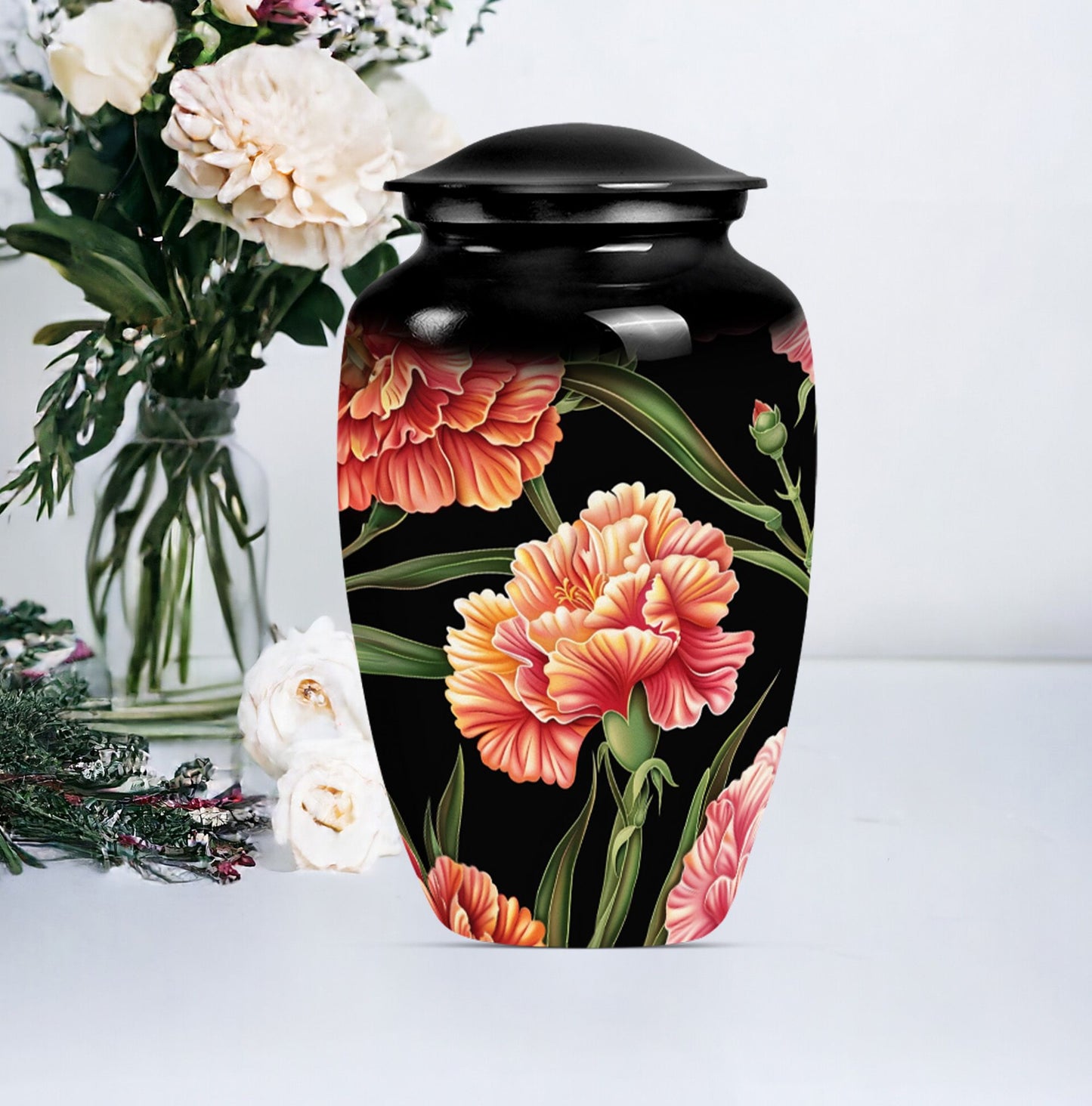10-inch Classic flower urn in Purple Meadow design,