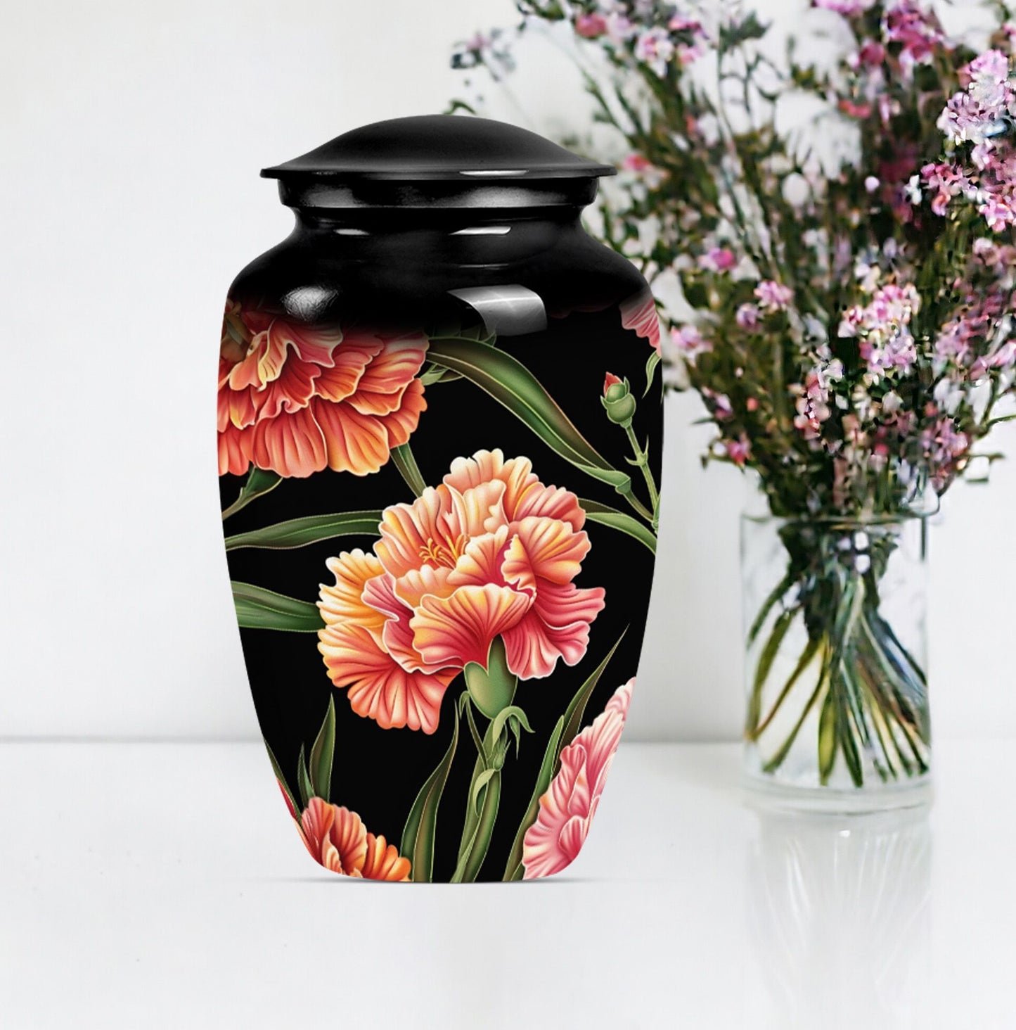 10-inch Classic flower urn in Purple Meadow design,