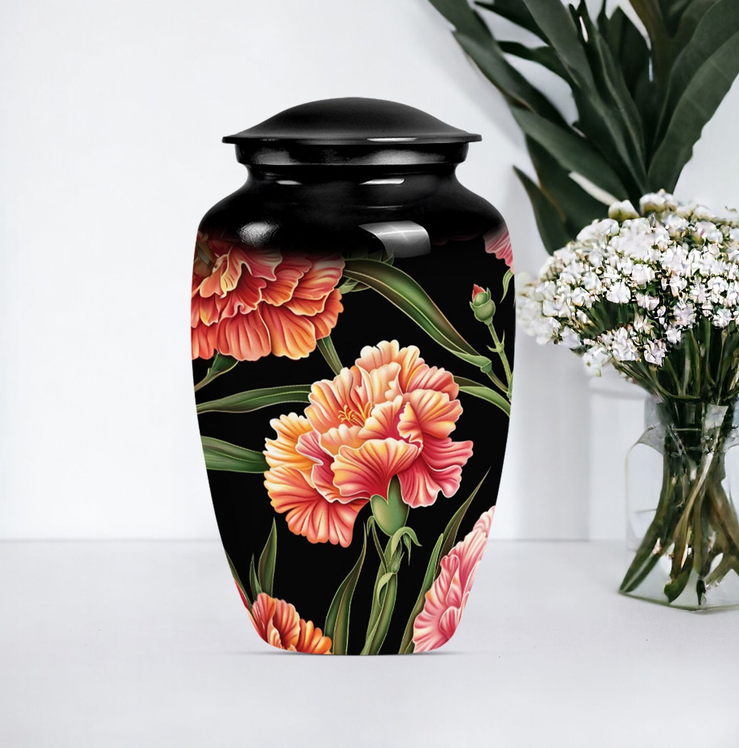 10-inch Classic flower urn in Purple Meadow design,