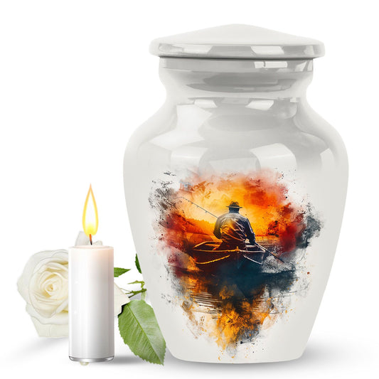 White Personalized Fish Cremation Urn for Pet Ashes - 10-inch, 200 cu in - Yatskia