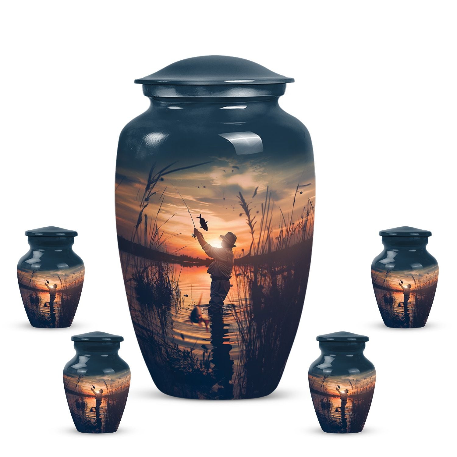 Father Fishing Funeral Urns - Urns For Human Ashes Dad