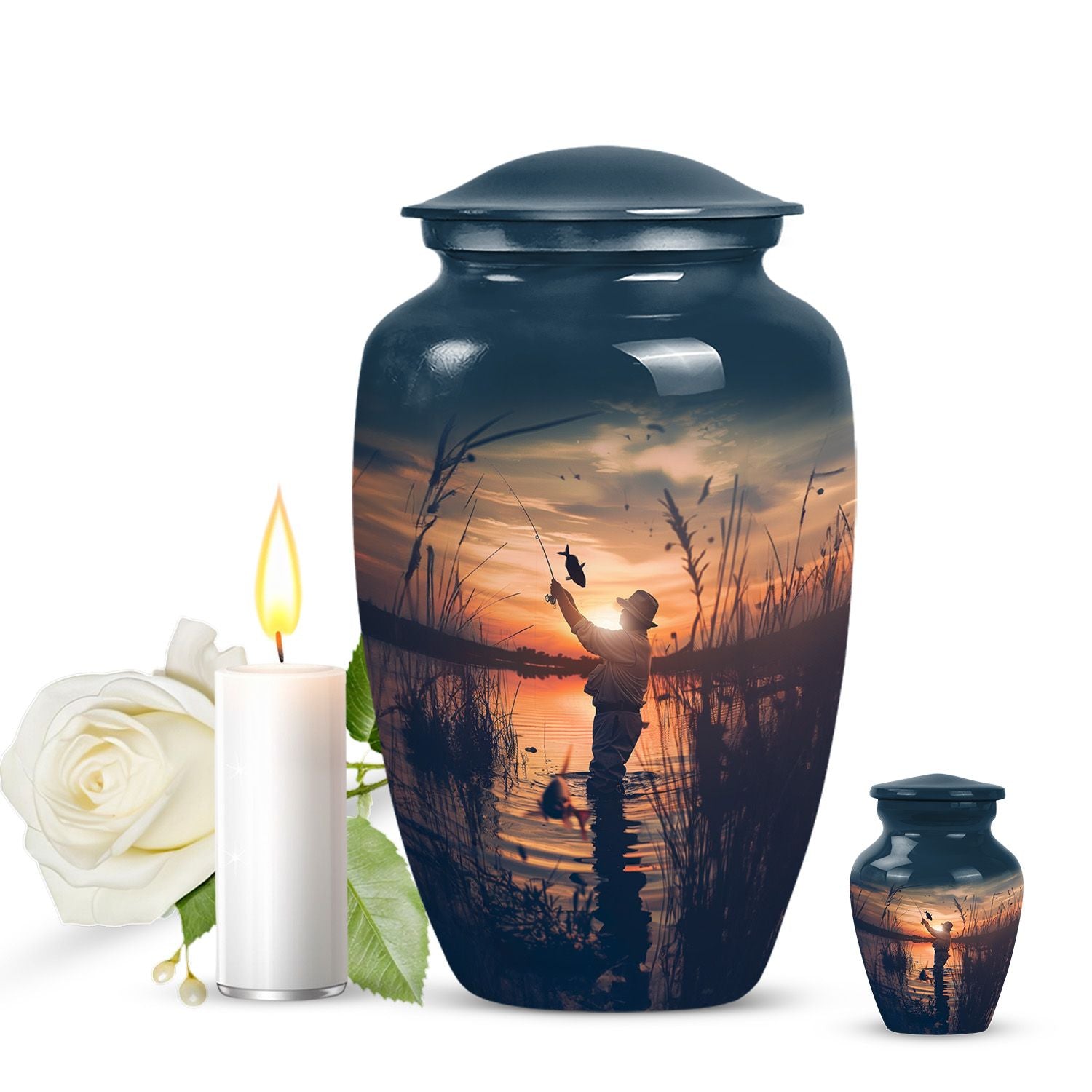 Father Fishing Funeral Urns - Urns For Human Ashes Dad