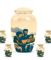 10-inch father son fishing urn, purple meadow theme, 