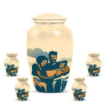 10 inch large Urn with 4 Keepsake 3 Inch Urns