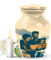 10-inch father son fishing urn, purple meadow theme, 