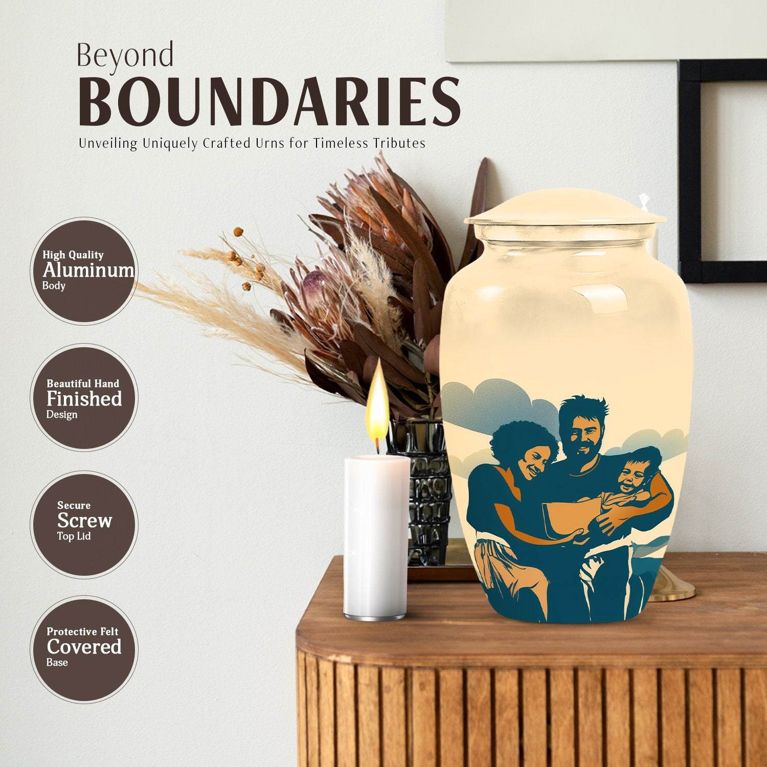 10-inch father son fishing urn, purple meadow theme, 