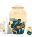 10-inch father son fishing urn, purple meadow theme, 