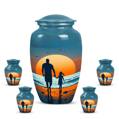 Father and son fishing themed urn for men