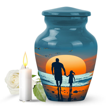 Father and son fishing themed urn for men